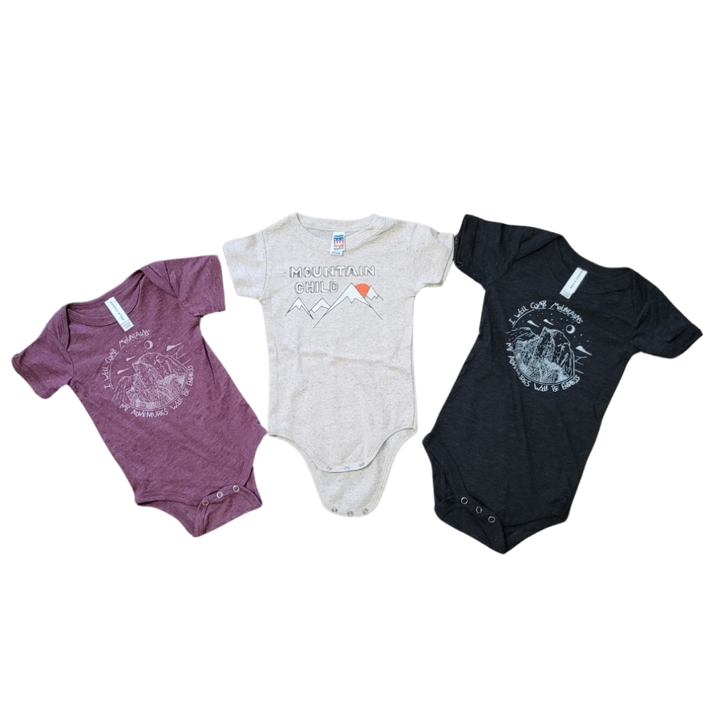 3/$30 baby onesie bundle, Mountain Climbing, mixed sizes